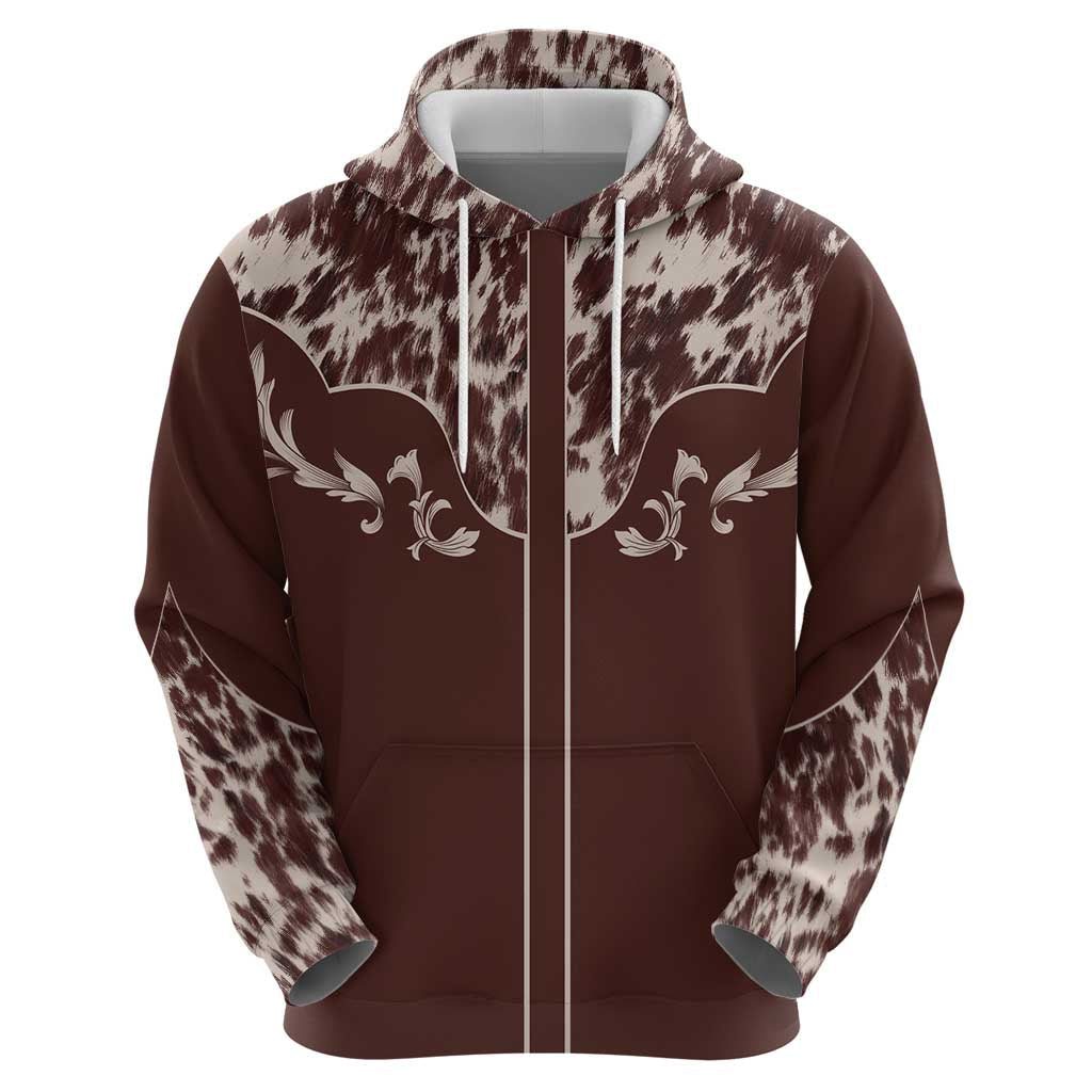 Cowboys Wild West Hoodie Dark Brown Cow Prints LT7