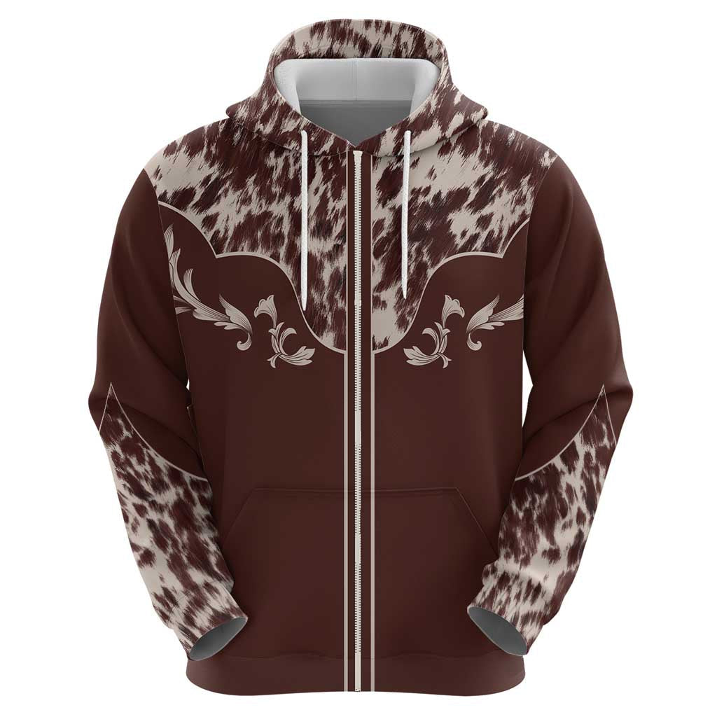 Cowboys Wild West Hoodie Dark Brown Cow Prints LT7