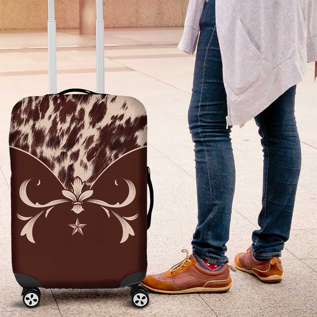 Cowboys Wild West Luggage Cover Dark Brown Cow Prints LT7
