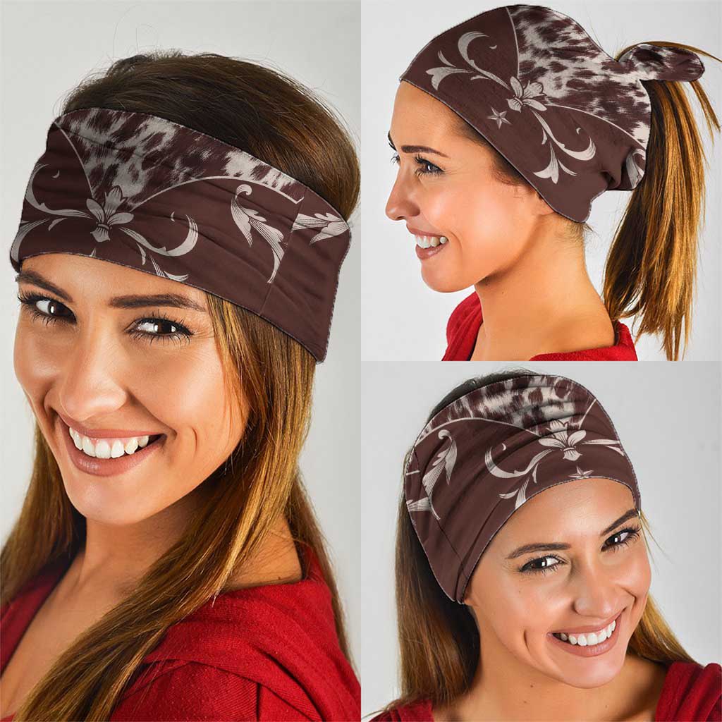 Cowboys Wild West Neck Gaiter Dark Brown Cow Prints LT7