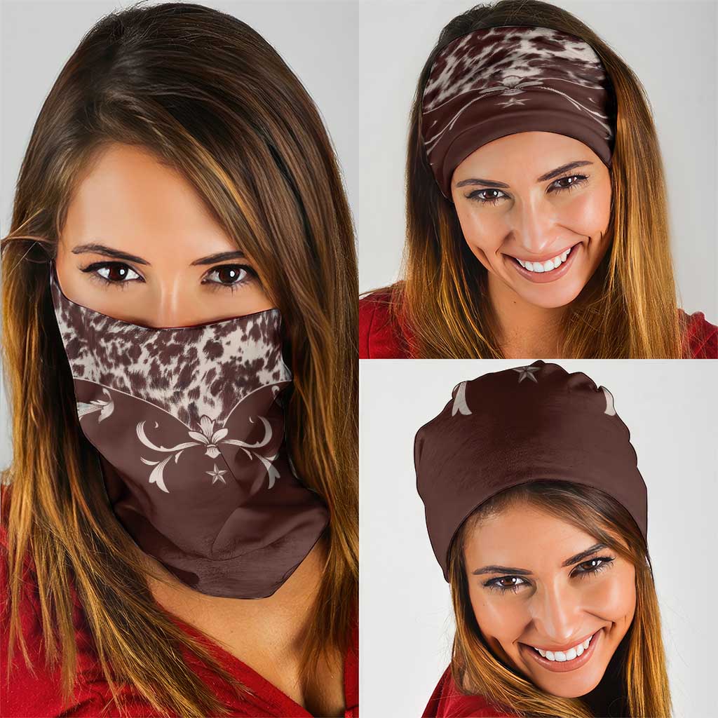 Cowboys Wild West Neck Gaiter Dark Brown Cow Prints LT7