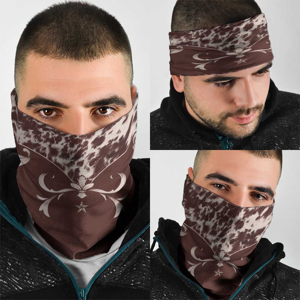 Cowboys Wild West Neck Gaiter Dark Brown Cow Prints LT7