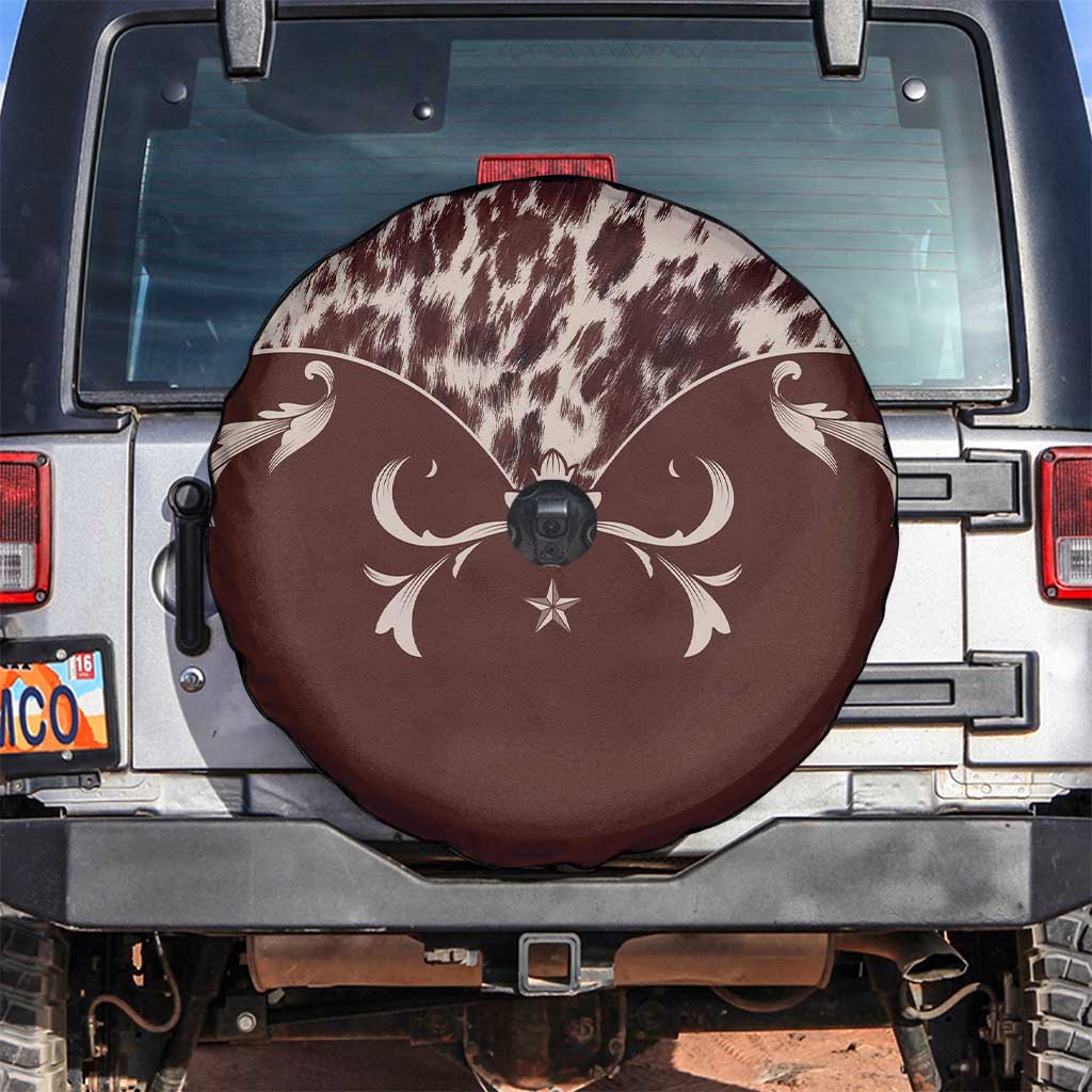 Cowboys Wild West Spare Tire Cover Dark Brown Cow Prints LT7