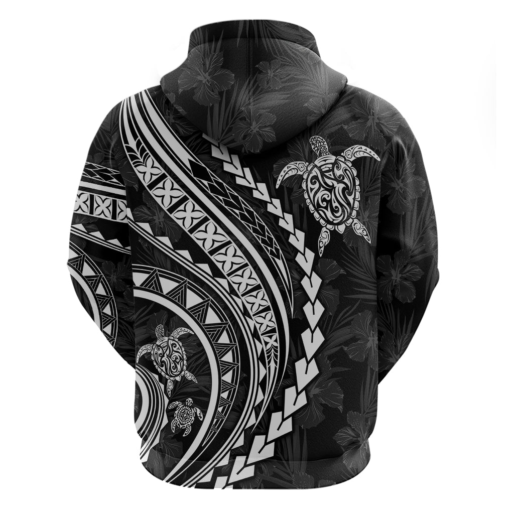 Polynesian Pride Hoodie Turtle Hibiscus Luxury Style - Black LT7