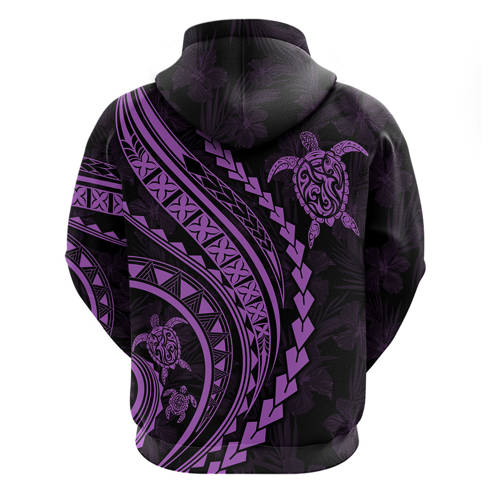 Polynesian Pride Hoodie Turtle Hibiscus Luxury Style - Lilac LT7