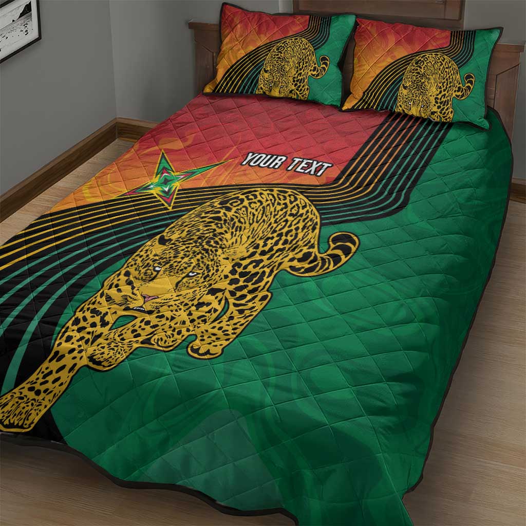 Personalized Afro Guyana Cricket Amazon Warriors Quilt Bed Set Fierce Jaguars LT7