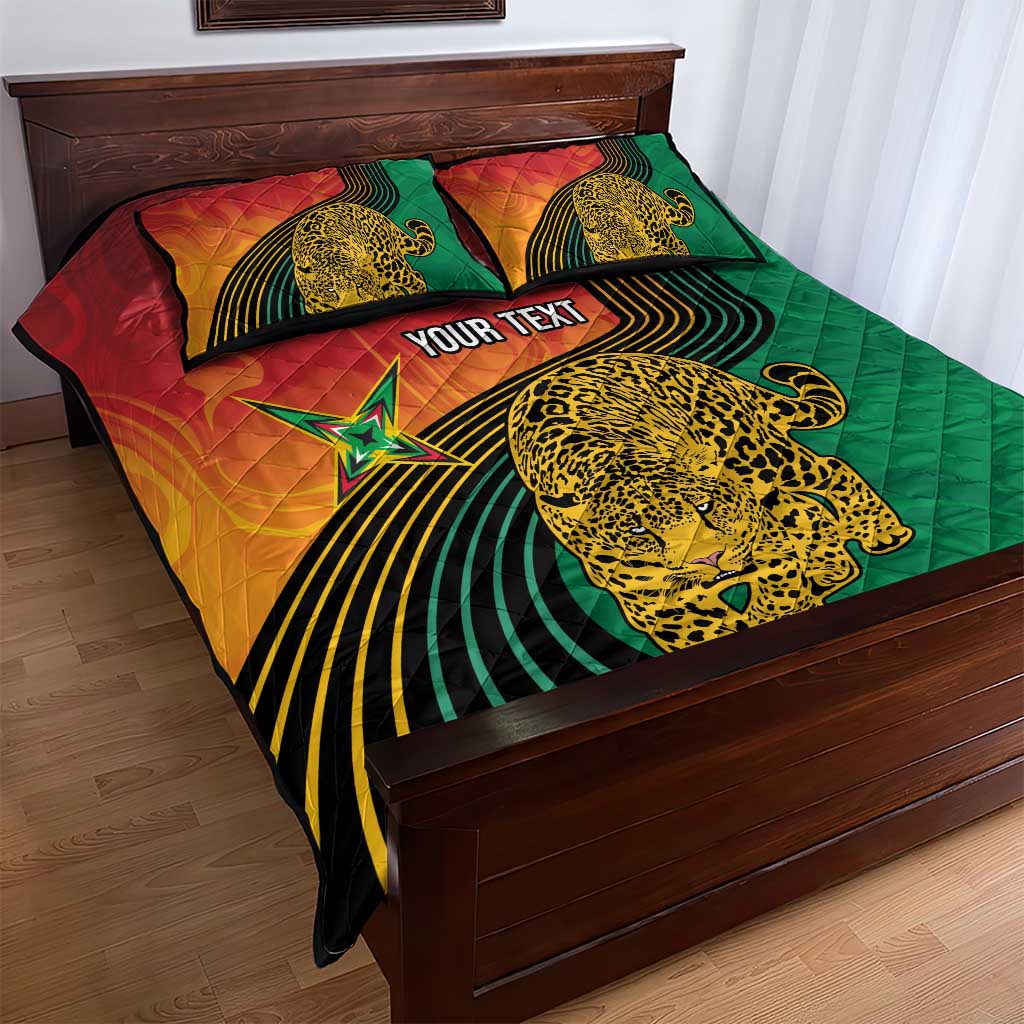 Personalized Afro Guyana Cricket Amazon Warriors Quilt Bed Set Fierce Jaguars LT7