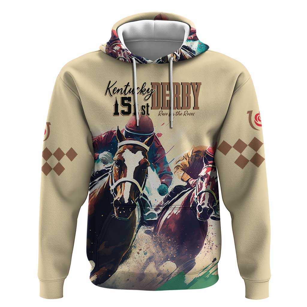Kentucky Horse Racing 151st Personalized Hoodie Derby Watercolor Style - Cream LT7