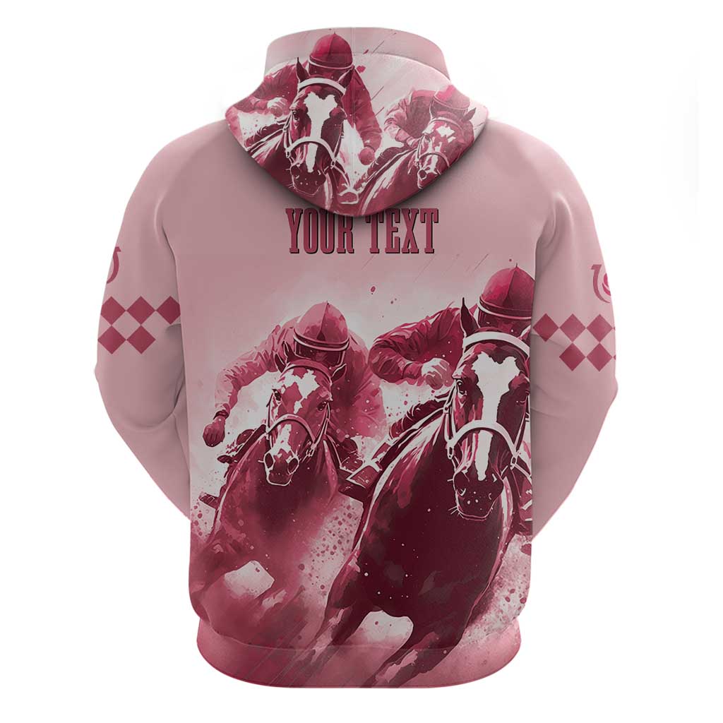 Kentucky Horse Racing 151st Personalized Hoodie Derby Watercolor Style - Pink LT7