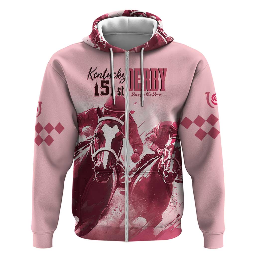 Kentucky Horse Racing 151st Personalized Hoodie Derby Watercolor Style - Pink LT7