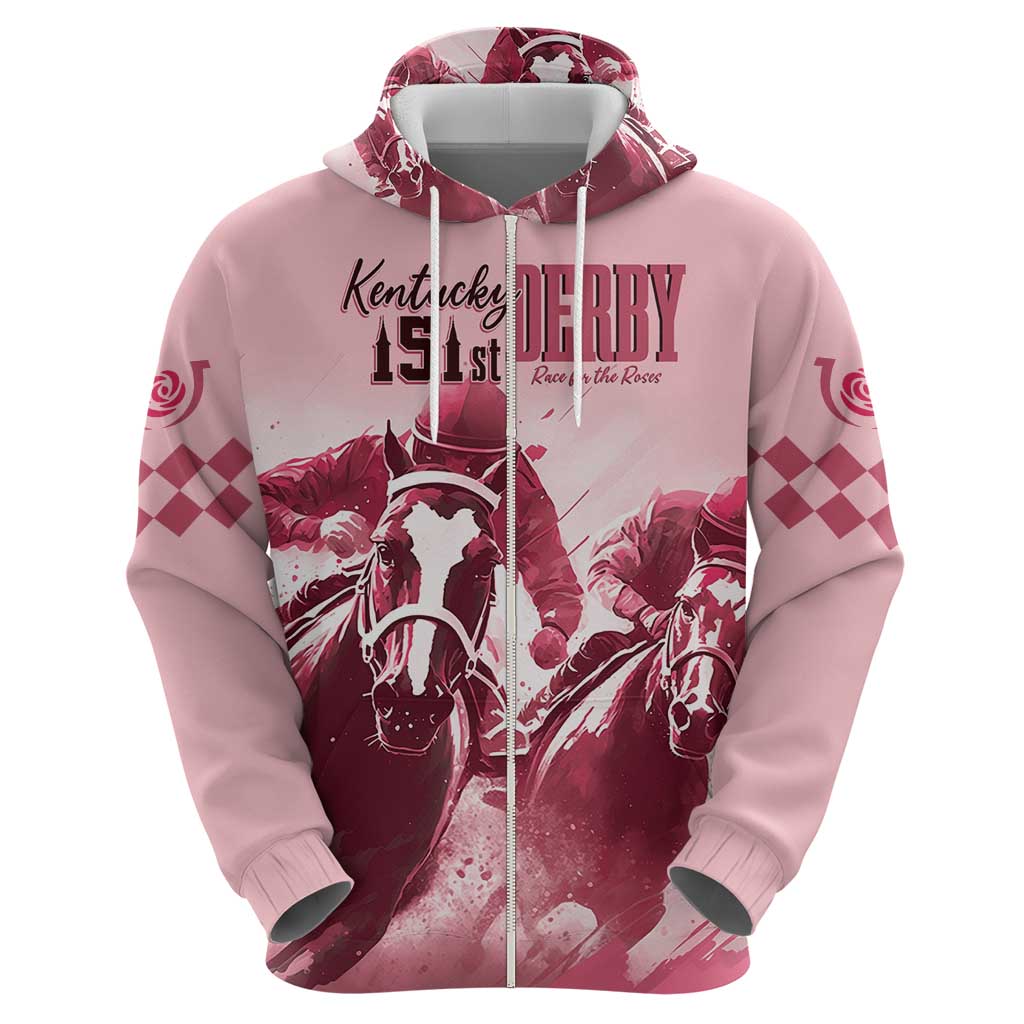 Kentucky Horse Racing 151st Personalized Hoodie Derby Watercolor Style - Pink LT7