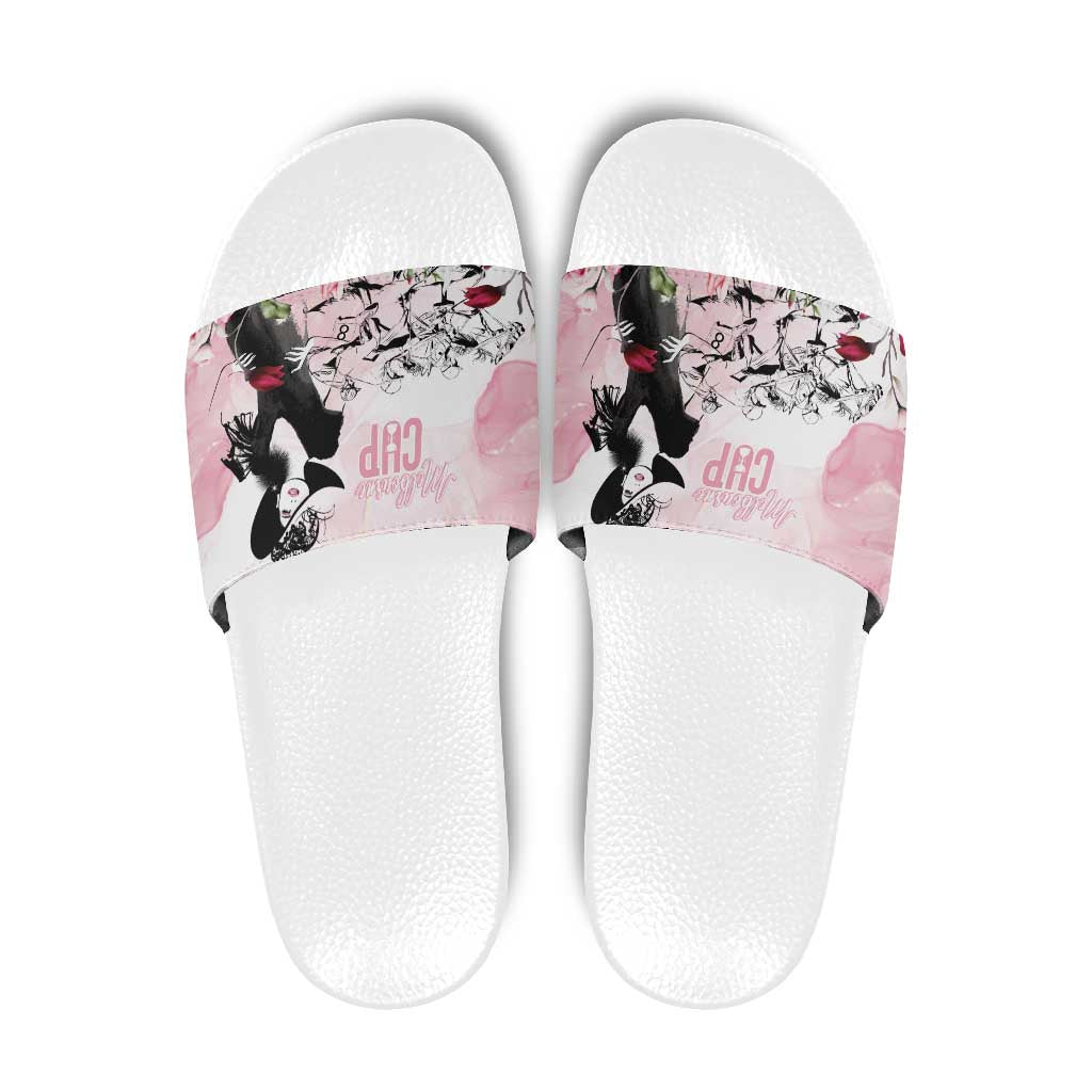 Melbourne Horse Racing Cup Pink Out Derby Slide Sandals LT7