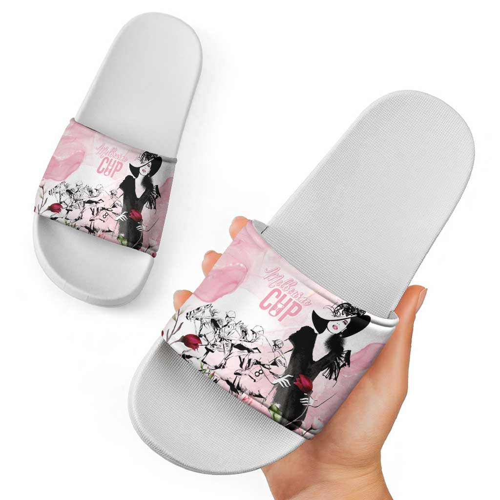 Melbourne Horse Racing Cup Pink Out Derby Slide Sandals LT7