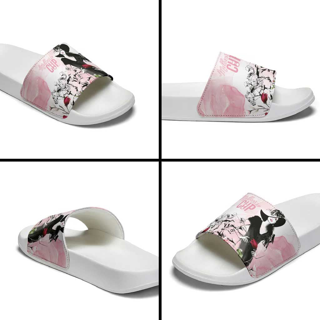 Melbourne Horse Racing Cup Pink Out Derby Slide Sandals LT7