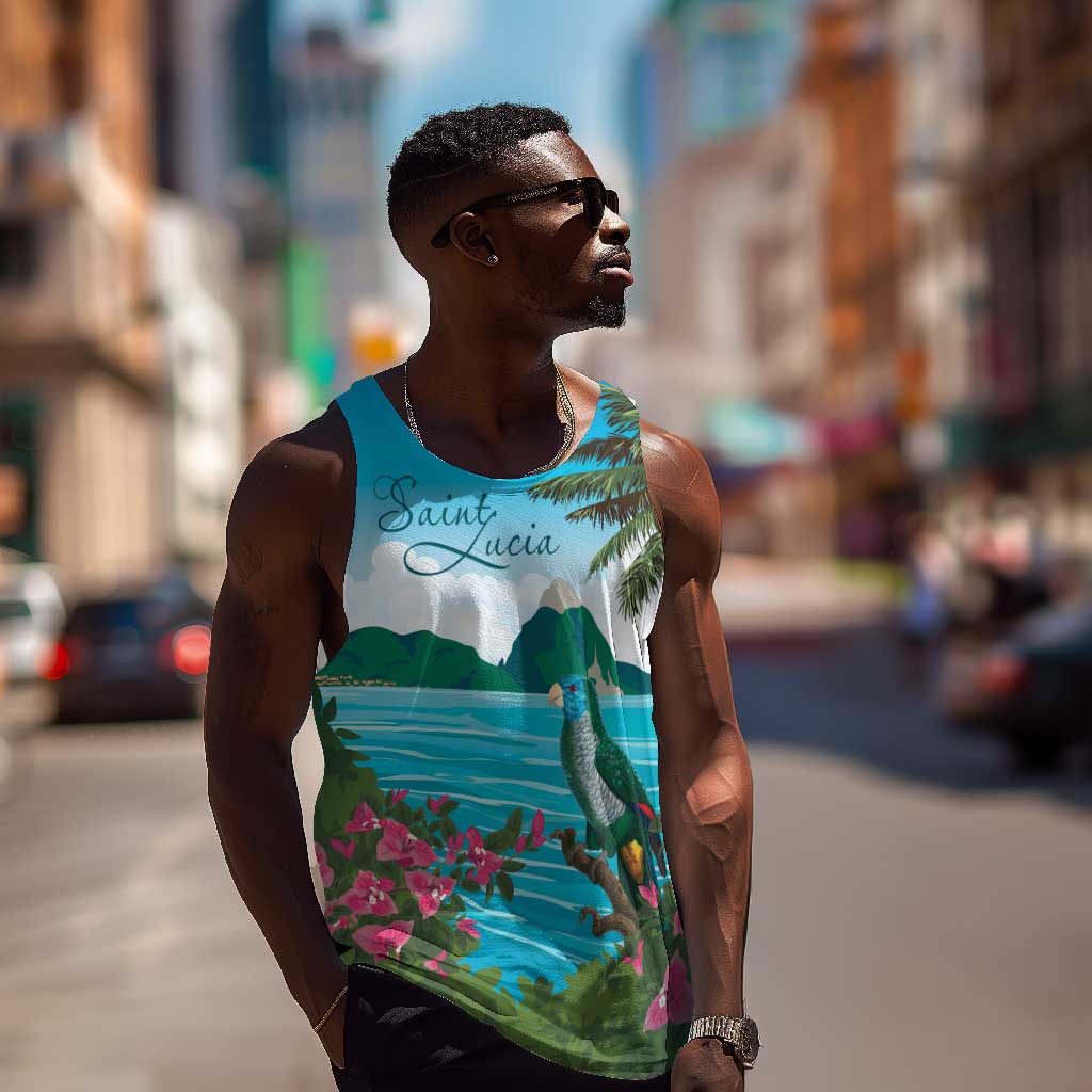 Afro-Saint Lucians Men Tank Top Pitons Landscape LT7
