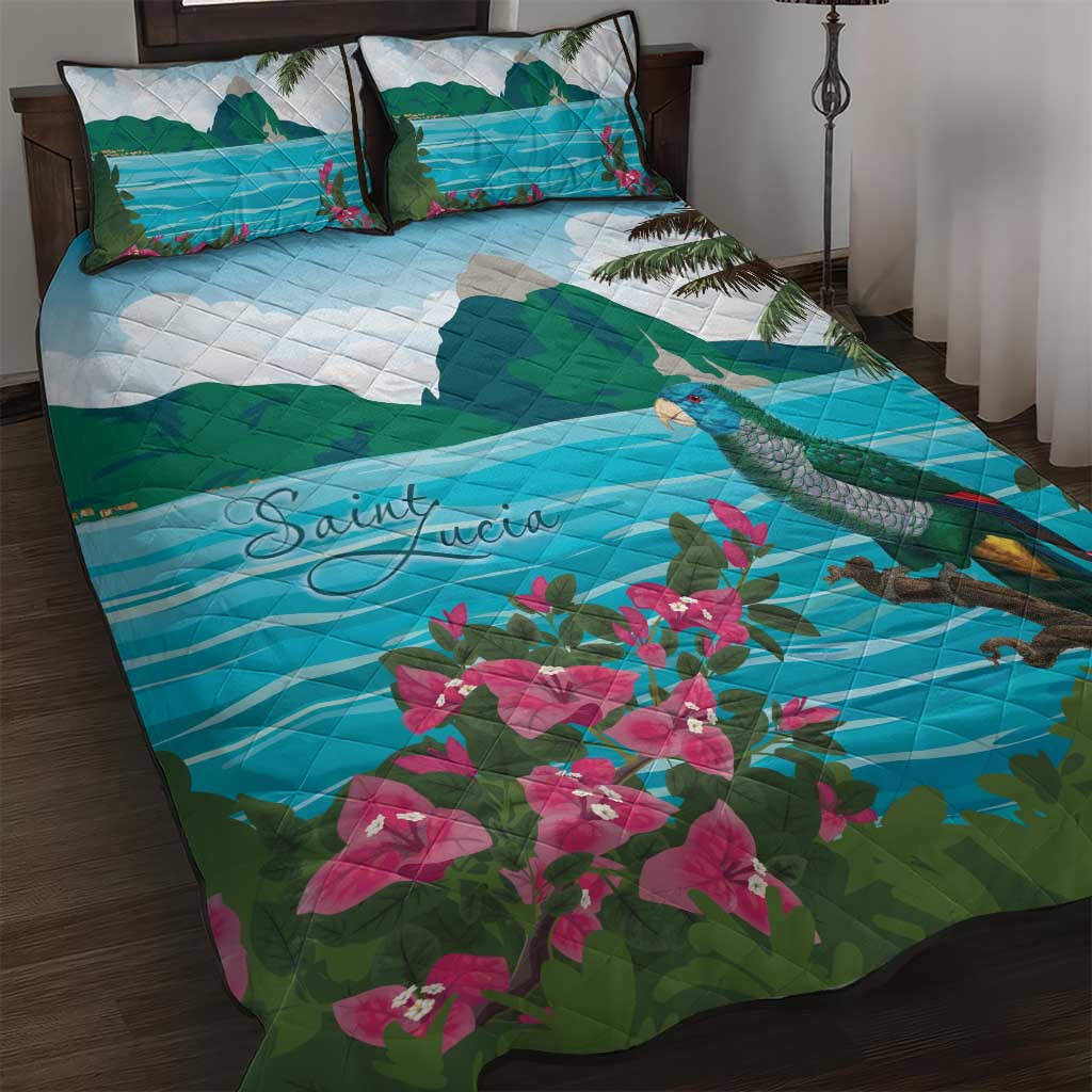 Afro-Saint Lucians Quilt Bed Set Pitons Landscape LT7
