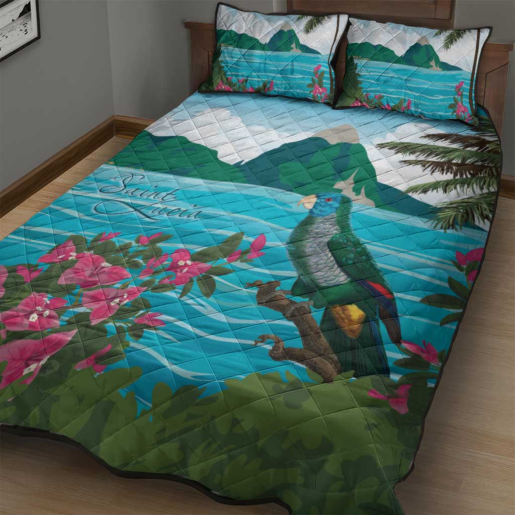 Afro-Saint Lucians Quilt Bed Set Pitons Landscape LT7