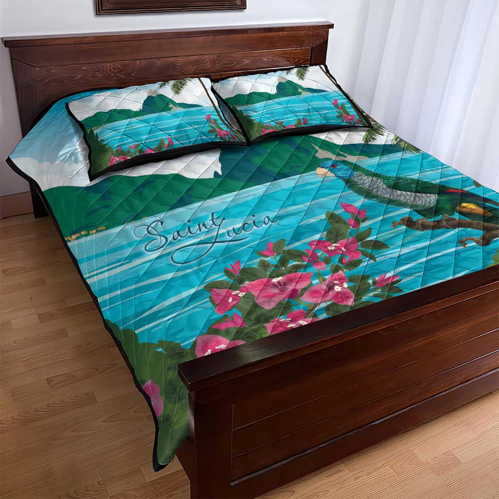 Afro-Saint Lucians Quilt Bed Set Pitons Landscape LT7