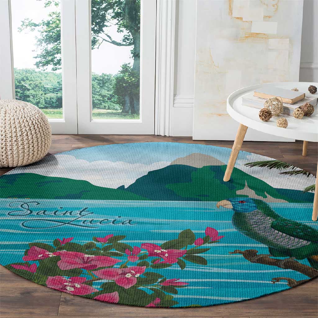 Afro-Saint Lucians Round Carpet Pitons Landscape LT7
