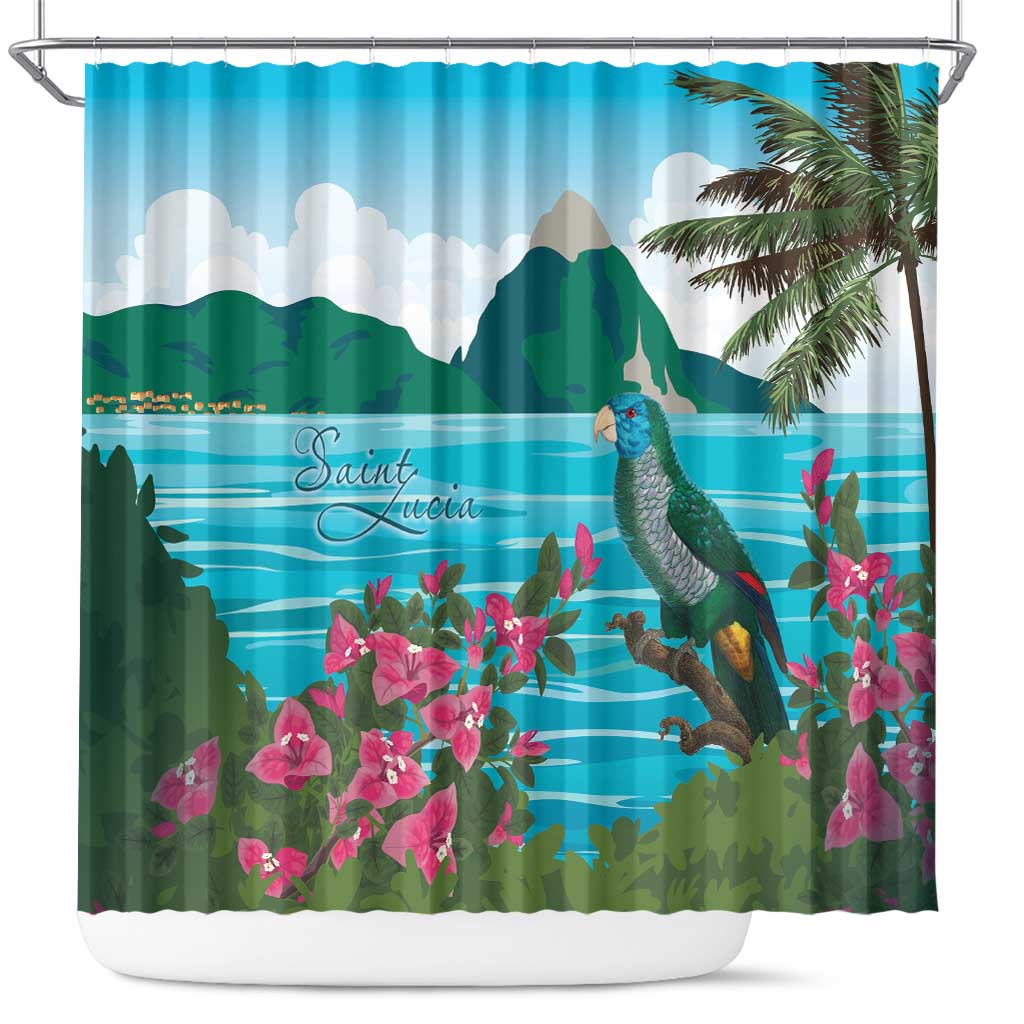 Saint Lucia Island Shower Curtain Pitons Landscape LT7