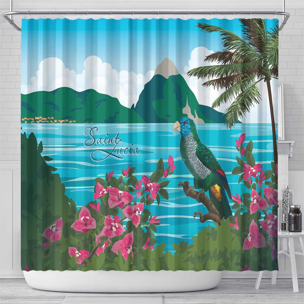 Saint Lucia Island Shower Curtain Pitons Landscape LT7