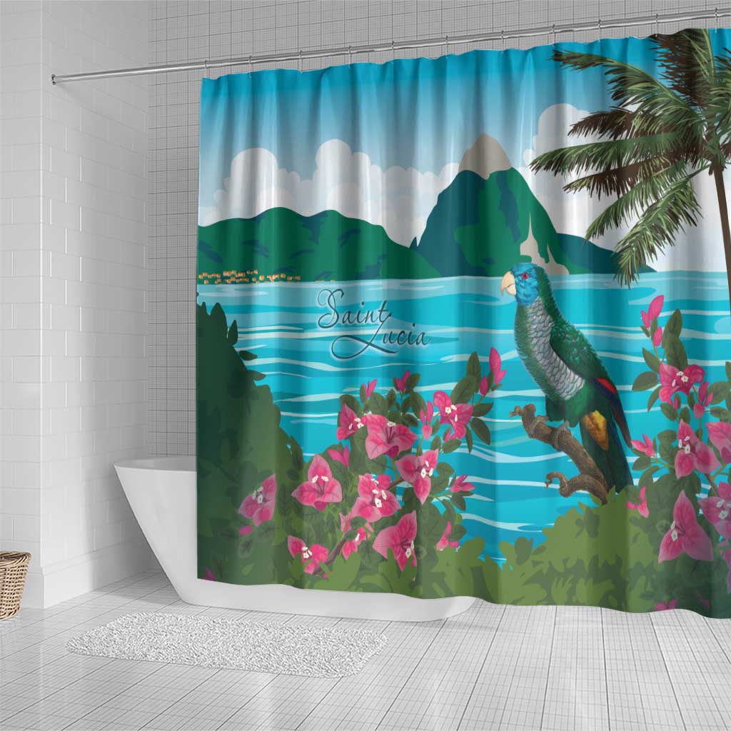 Saint Lucia Island Shower Curtain Pitons Landscape LT7