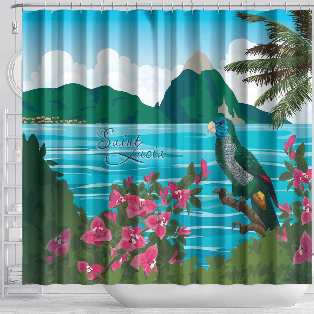 Saint Lucia Island Shower Curtain Pitons Landscape LT7