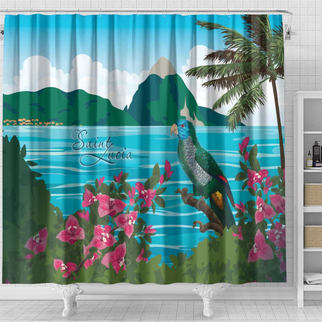 Saint Lucia Island Shower Curtain Pitons Landscape LT7