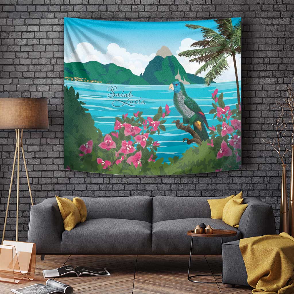 Afro-Saint Lucians Tapestry Pitons Landscape LT7