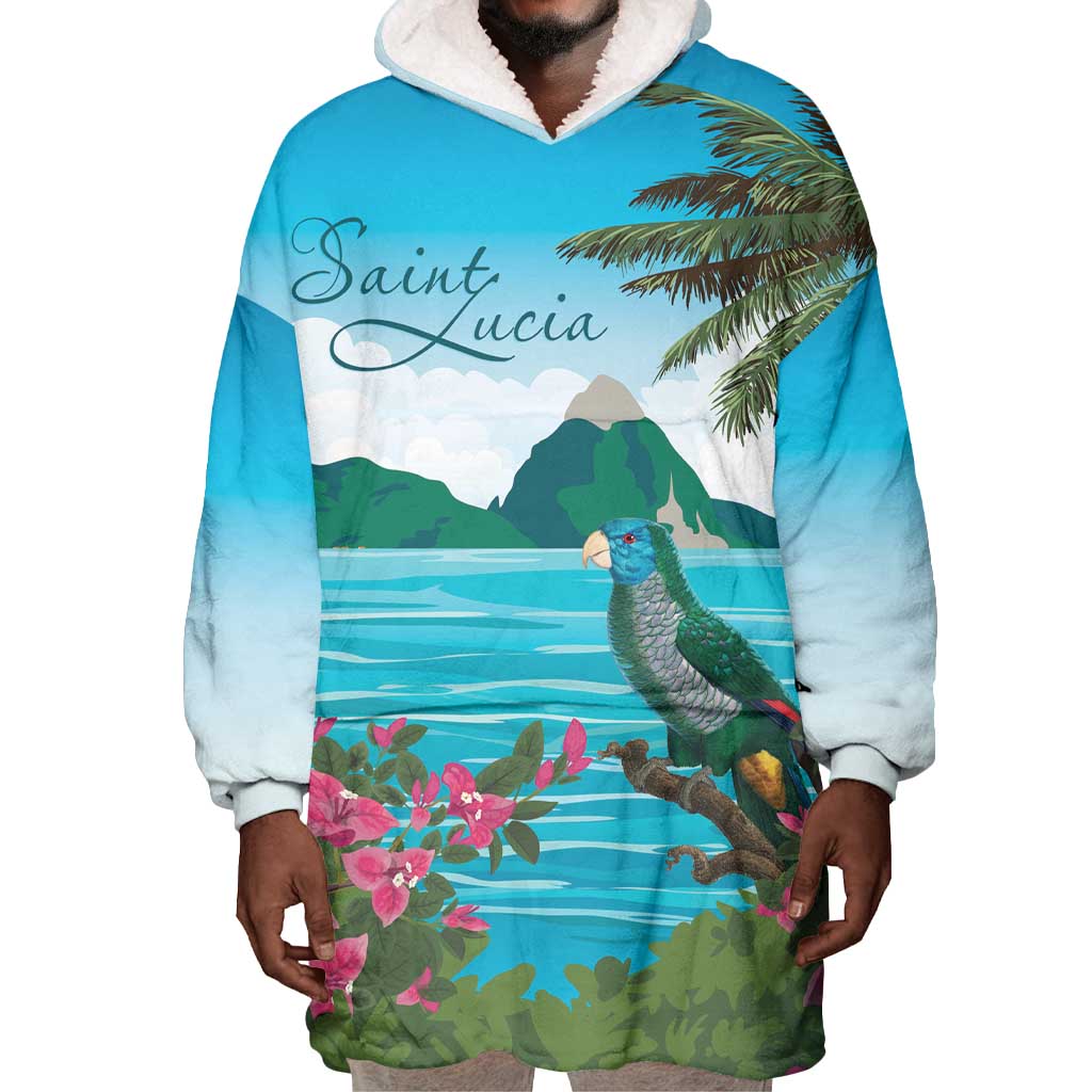 Afro-Saint Lucians Wearable Blanket Hoodie Pitons Landscape LT7