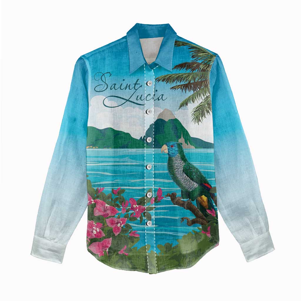 Afro-Saint Lucians Women Casual Shirt Pitons Landscape LT7