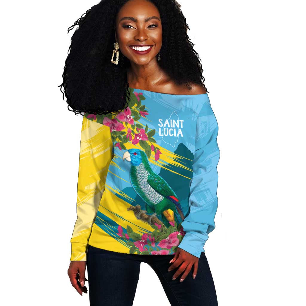 Saint Lucia Afro Off Shoulder Sweater Tropical Vibes LT7