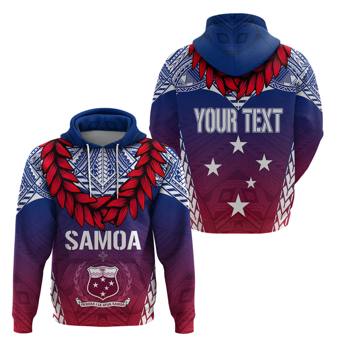 Custom Samoa Independence Day Hoodie Ula Fala Gradient Color LT7