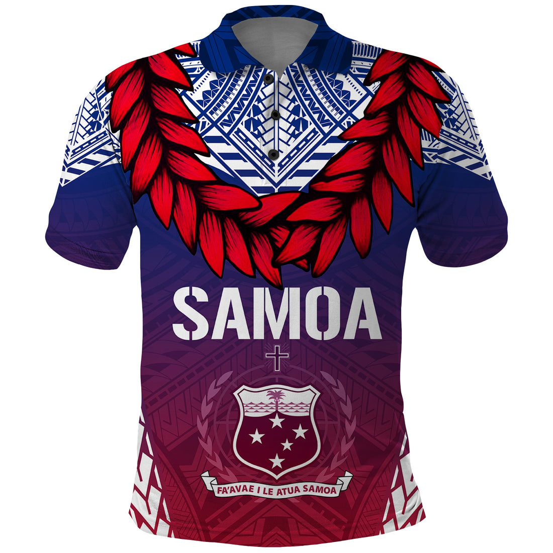 Custom Samoa Polo Shirt Independence Day Ula Fala Gradient Color LT7