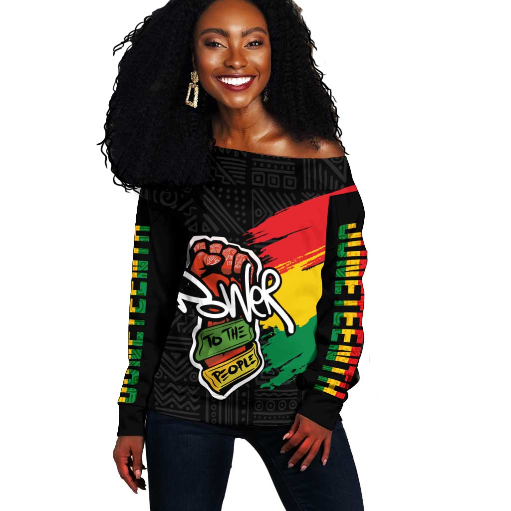 Juneteenth Off Shoulder Sweater Power To The People LT7