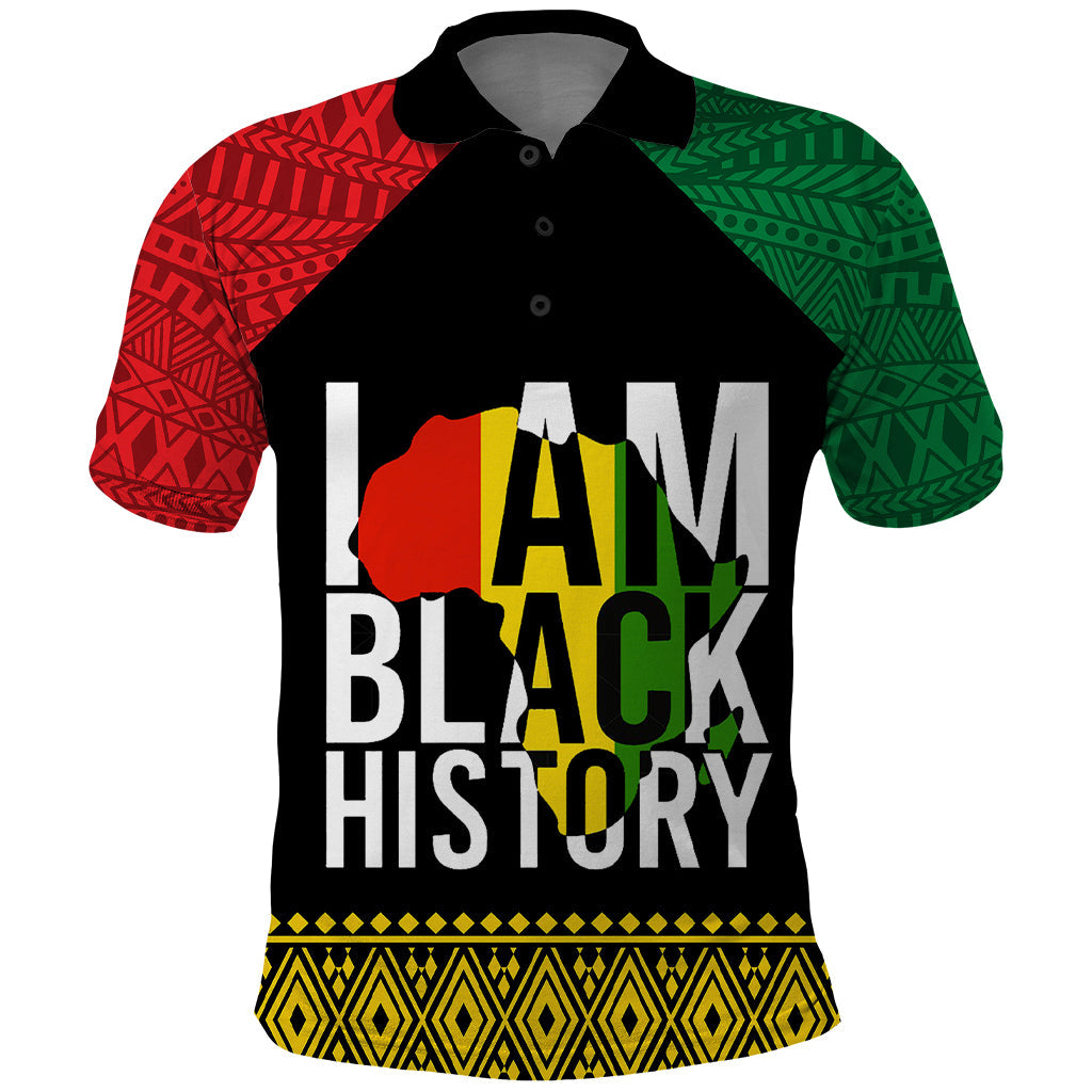 Juneteenth Polo Shirt Mix African Pattern I Am Black History LT7