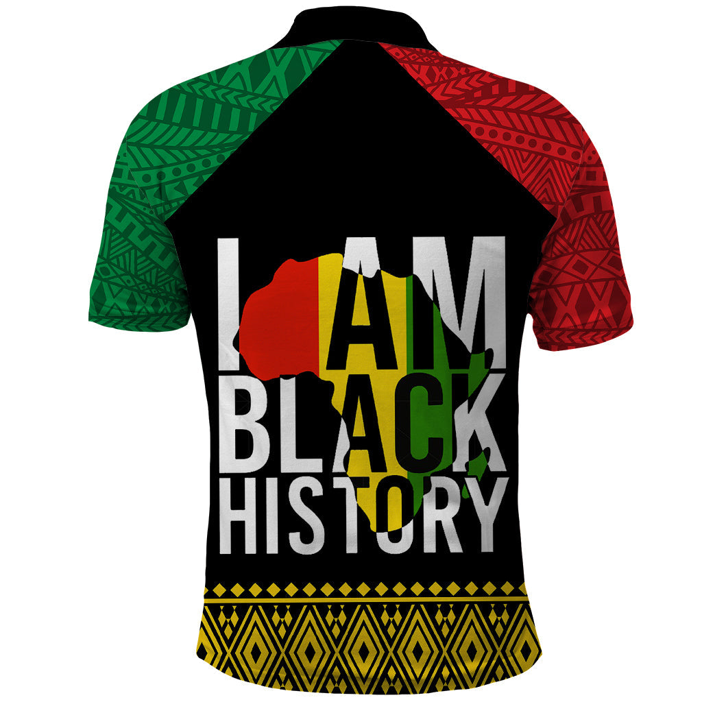 Juneteenth Polo Shirt Mix African Pattern I Am Black History LT7