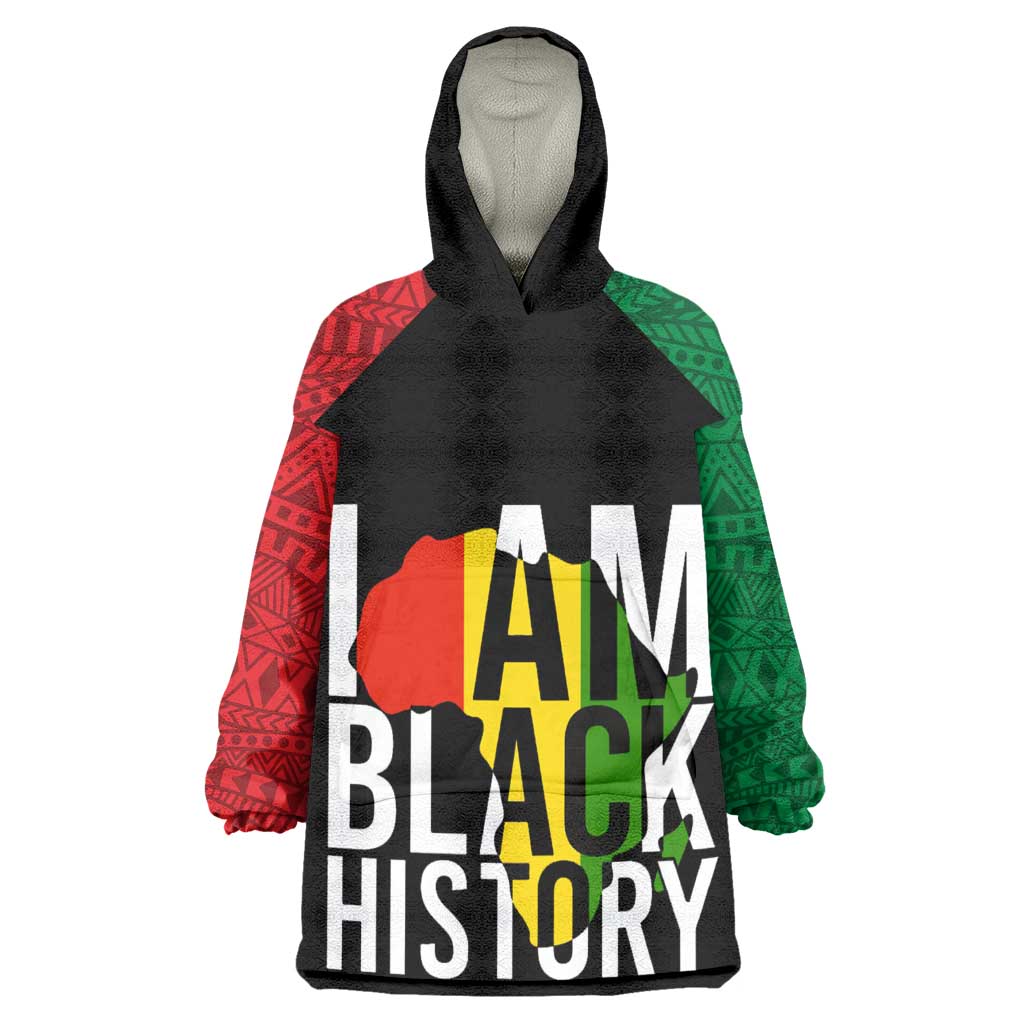 Juneteenth Wearable Blanket Hoodie Mix African Pattern - I Am Black History LT7