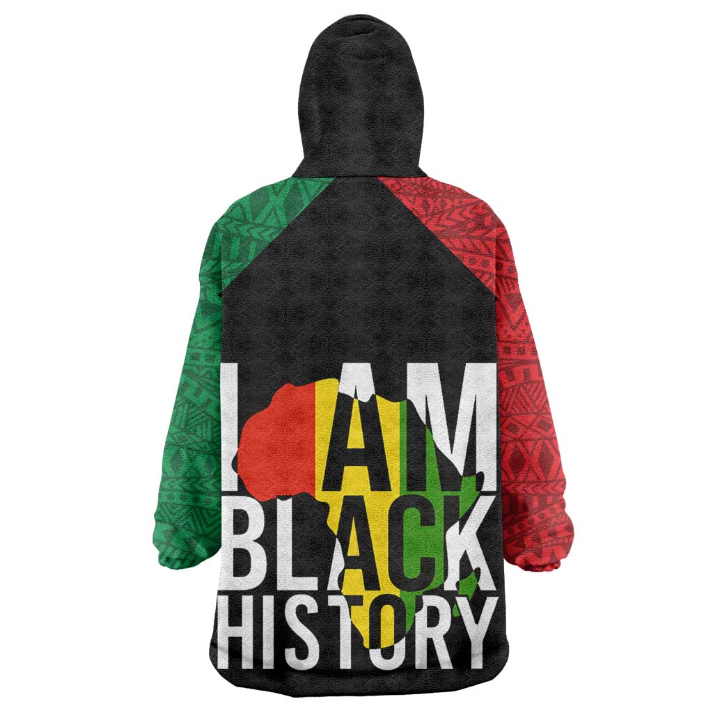 Juneteenth Wearable Blanket Hoodie Mix African Pattern - I Am Black History LT7