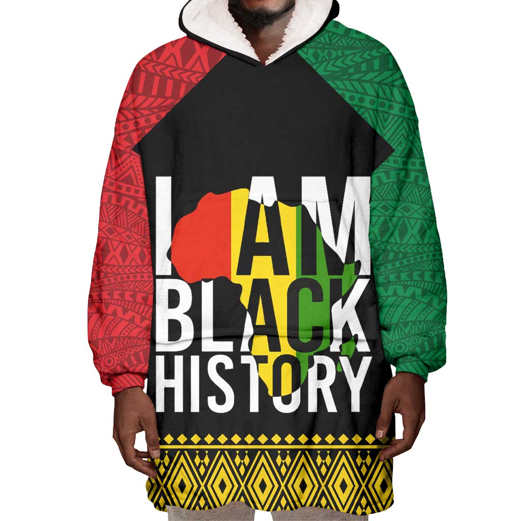 Juneteenth Wearable Blanket Hoodie Mix African Pattern - I Am Black History LT7