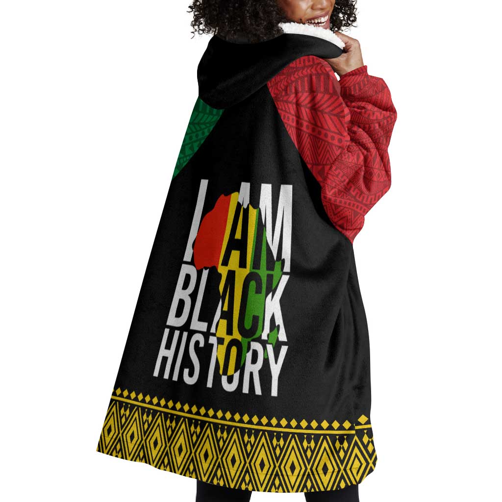 Juneteenth Wearable Blanket Hoodie Mix African Pattern - I Am Black History LT7
