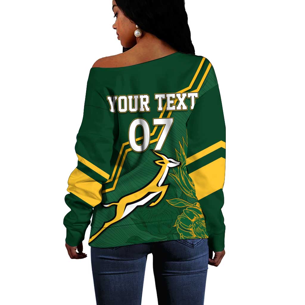 South Africa Rugby Off Shoulder Sweater Champions GO Bokke LT7