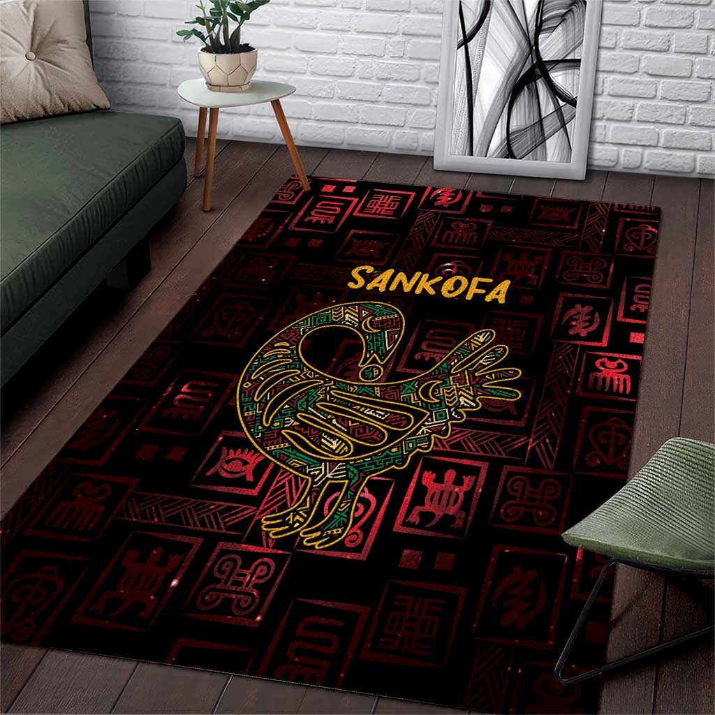 Afro-American Culture Area Rug Adinkra Sankofa Bird - Cosmic Red LT7