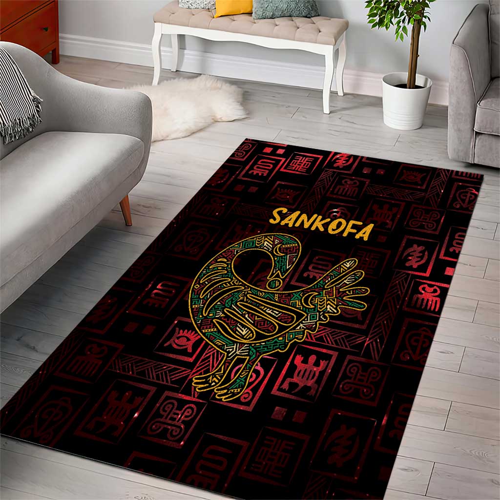 Afro-American Culture Area Rug Adinkra Sankofa Bird - Cosmic Red LT7