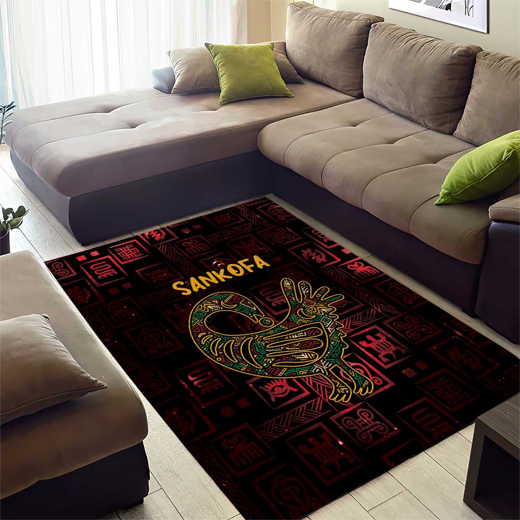 Afro-American Culture Area Rug Adinkra Sankofa Bird - Cosmic Red LT7