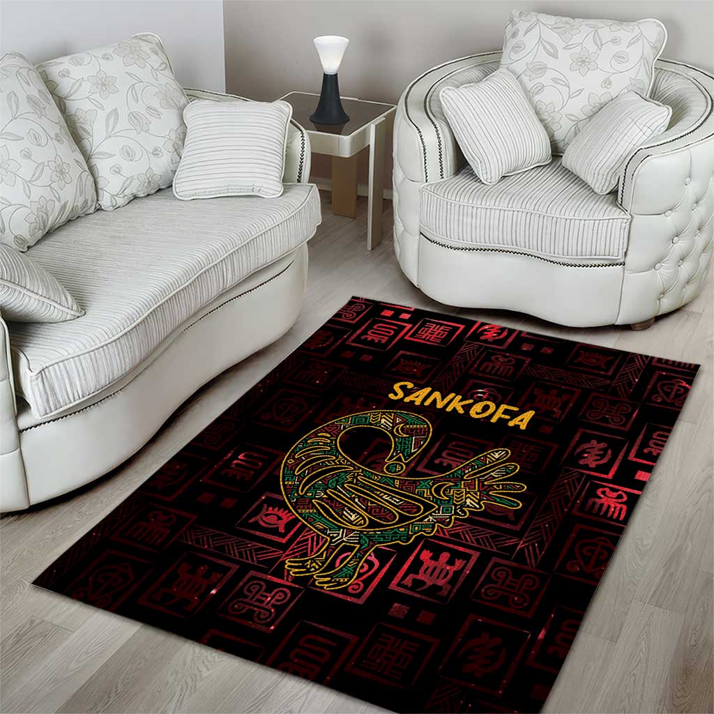 Afro-American Culture Area Rug Adinkra Sankofa Bird - Cosmic Red LT7