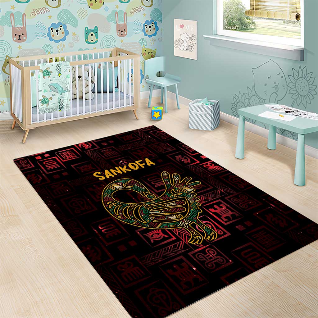 Afro-American Culture Area Rug Adinkra Sankofa Bird - Cosmic Red LT7