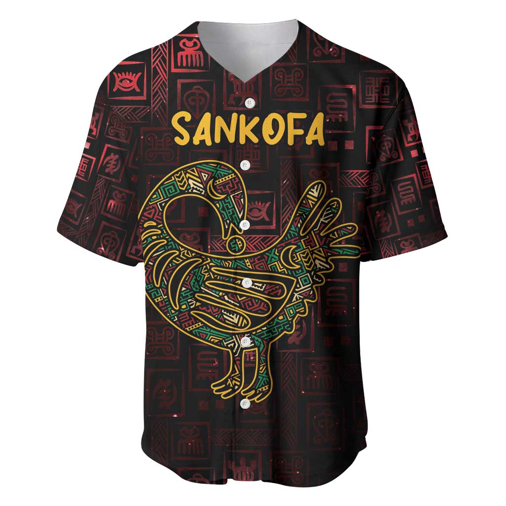 Afro-American Culture Baseball Jersey Adinkra Sankofa Bird - Cosmic Red LT7