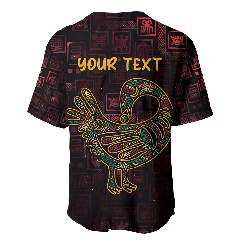 Afro-American Culture Baseball Jersey Adinkra Sankofa Bird - Cosmic Red LT7