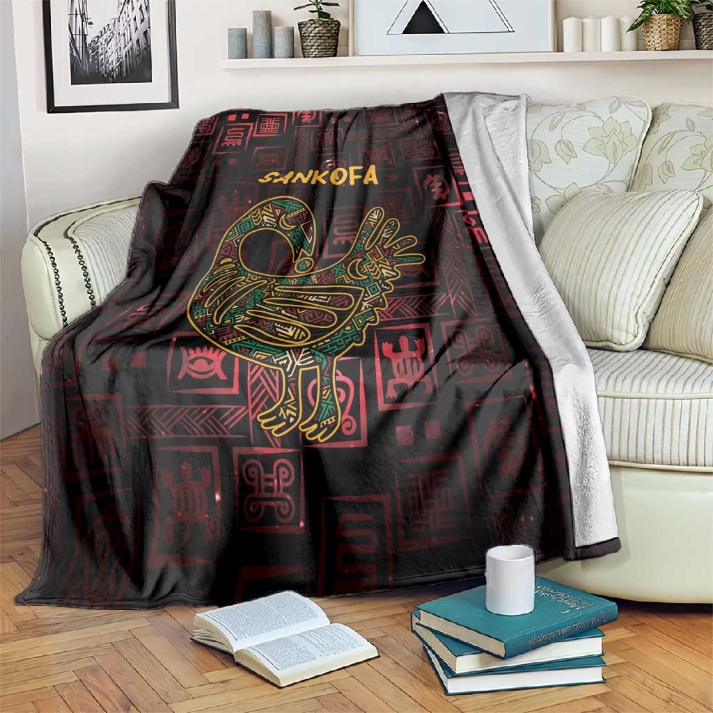 Afro-American Culture Blanket Adinkra Sankofa Bird - Cosmic Red LT7